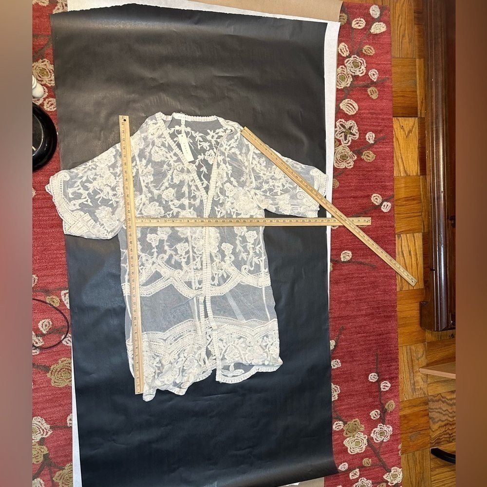 NWT Adiva Ivory Lace Open Kimono Cardigan, Women’s Size Medium - Picture 10 of 13